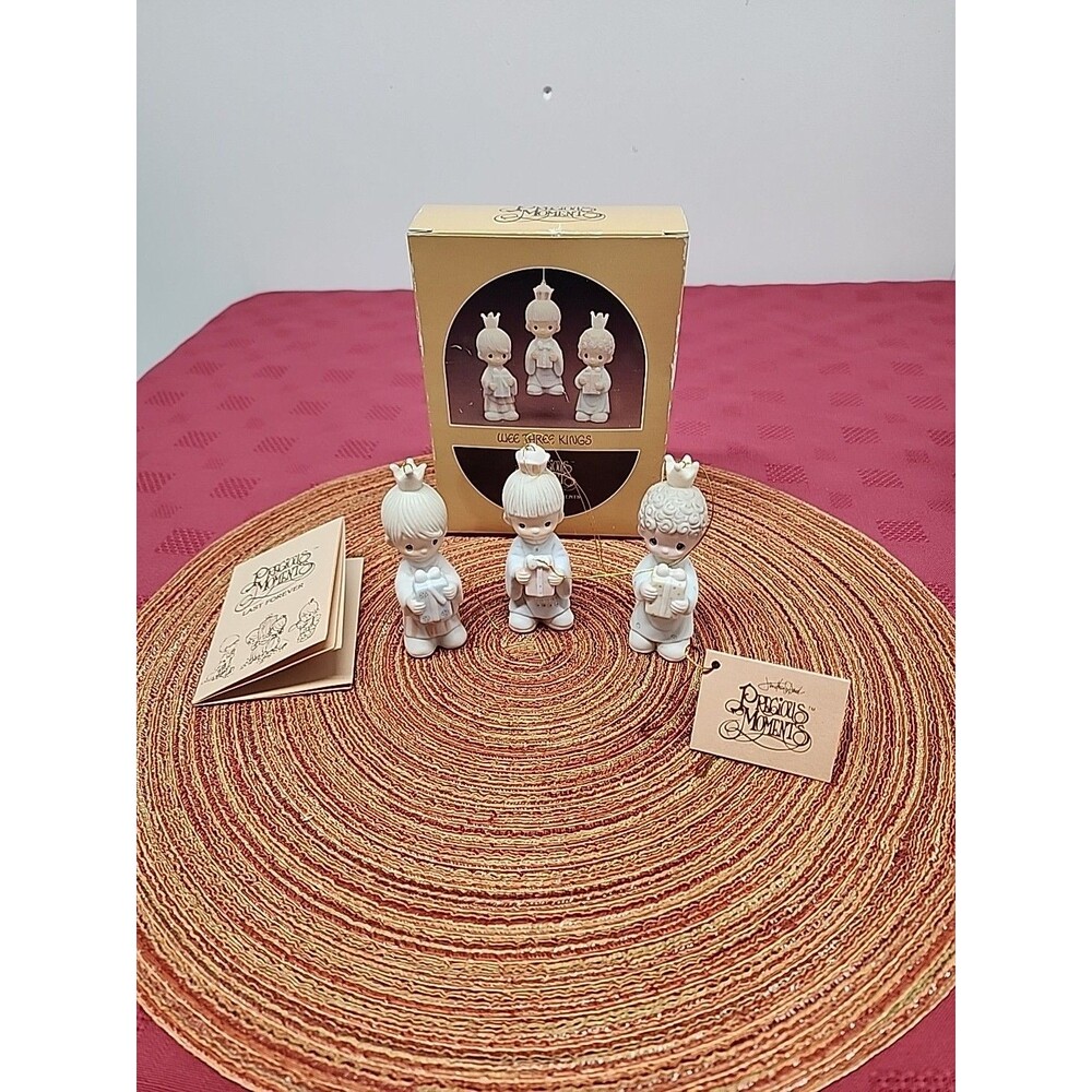 Vintage Precious Moments Wee Three Kings Miniature Ornaments 1980 E-5634 In Box